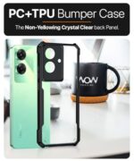 kelpuj Shock Proof Clear Protective Back Case for Realme Narzo N61 | Realme C61 - AirEDGE Technology | 360 Degree Camera Protection | Transparent Hybrid Back Case Mobile Cover - Black - Image 7