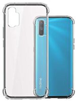 Realme C3 Shockproof Back Cover Case | Flexible Protective Cushioned Edges Crystal Clear TPU Bumper Corners Back Case Cover for Realme C3 Transparent