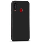 Ultra Slim Soft Rubberised Back Case Cover for Samsung Galaxy A20s | Inner Velvet Fabric Lining | Matte Silicone Flexible Camera Protection Back Cover - Black - Image 3