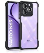 Shock Proof Clear Protective Back Case for Realme Narzo N63 | Realme C63 - AirEDGE Technology | 360 Degree Camera Protection | Transparent Hybrid Back Case Mobile Cover - Black