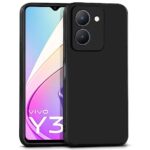 Back Cover for Vivo Y36 | Ultra Slim Soft Rubberised Case | Inner Velvet Fabric Lining | Matte Silicone Flexible Mobile Case | Camera Protection - Black