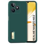 Slim Ultra Soft Rubberised Back Cover for Realme Narzo N53 | Realme C53 | Realme C51 | Inner Velvet Fabric Lining | Matte Silicone Flexible Camera Protection Back Case - Green