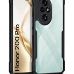 Shock Proof Clear Protective Back Case for Honor 200 Pro 5G - AirEDGE Technology | 360 Degree Camera Protection | Transparent Hybrid Back Case Mobile Cover - Black