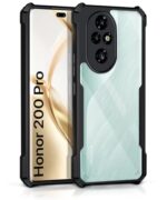 Shock Proof Clear Protective Back Case for Honor 200 Pro 5G - AirEDGE Technology | 360 Degree Camera Protection | Transparent Hybrid Back Case Mobile Cover - Black