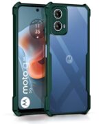 kelpuj Thermoplastic Polyurethane Shock Proof Clear Protective Back Case for Motorola Moto G34 5G-Airedge Technology|360 Degree Camera Protection|Transparent Hybrid Back Case Mobile Cover-Green