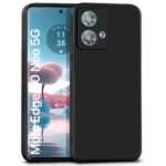 Back Cover for Motorola Moto Edge 40 Neo 5G | Ultra Slim Soft Rubberised Case | Inner Velvet Fabric Lining | Matte Silicone Flexible Mobile Case | Camera Protection - Black