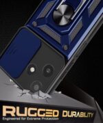 Tough Armor Bumper Mobile Back Case for Mi Redmi 12 5G | Poco M6 Pro 5G | Sliding Camera Shield Cover | Shock Proof 360? Protection | Hybrid PC + TPU | Ring Holder with Kickstand ? Blue - Image 7