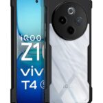 TPU+PC Shock Proof Clear Protective Back Case for Iqoo Z10 5G | Vivo T4 5G - Airedge Technology | 360 Degree Camera Protection | Transparent Hybrid Back Case Mobile Cover - Black