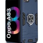 Shock Proof Back Case Mobile Cover for Oppo A83 | Back Cover Case (Tough Armor | Hybrid PC + TPU | Ring Holder & in-Built Kickstand | Blue)