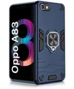 Shock Proof Back Case Mobile Cover for Oppo A83 | Back Cover Case (Tough Armor | Hybrid PC + TPU | Ring Holder & in-Built Kickstand | Blue)