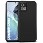 Ultra Slim Soft Rubberised Back Cover Case for Motorola Moto G72 | Inner Velvet Fabric Lining | Matte Silicone Flexible Camera Protection Back Cover - Black