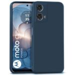 Back Cover for Motorola Moto G24 Power 5G | Ultra Slim Soft Rubberised Case | Inner Velvet Fabric Lining | Matte Silicone Flexible Mobile Case | Camera Protection - Blue