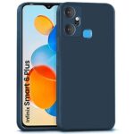 Back Cover for Infinix Smart 6 Plus | Ultra Slim Soft Rubberised Case | Inner Velvet Fabric Lining | Matte Silicone Flexible Mobile Case | Camera Protection - Blue