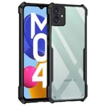 Shock Proof Clear Back Case Mobile Cover for Samsung Galaxy M04 | F04 | A04e (Hard | Hybrid PC + TPU | Full Armour Device & Camera Protection | Black)