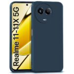 Back Cover for Realme Narzo 60X 5G | 11 5G | 11X 5G | C67 | Ultra Slim Soft Rubberised Case | Inner Velvet Fabric Lining | Matte Silicone Flexible Mobile Case | Camera Protection - Blue