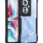 Shock Proof Clear Back Case Mobile Cover for Oppo F25 Pro 5G (Hard | Hybrid PC + TPU | Full Armour Device & Camera Protection | Black)