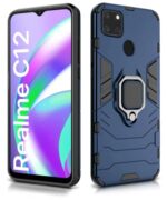 kelpuj Shock Proof Back Case Mobile Cover for Realme Narzo 30A | 20 | C12 | Back Cover Case (Tough Armor | Hybrid PC + TPU | Ring Holder & in-Built Kickstand | Blue) - Image 3