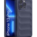 Ultimate Silicon Back Cover Case for Apple iPhone 13 Pro | Military Grade Drop Protection Shockproof Bumper | Anti-Slip Grip | Scratch Proof Micro-Fibre Cloth Inside (Deep Blue)