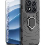 Shock Proof Back Case Mobile Cover for Redmi Note 14 Pro 5G | Poco X7 5G | Back Cover Case (Tough Armor | Hybrid PC + TPU | Ring Holder & in-Built Kickstand | Black)