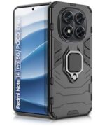 Shock Proof Back Case Mobile Cover for Redmi Note 14 Pro 5G | Poco X7 5G | Back Cover Case (Tough Armor | Hybrid PC + TPU | Ring Holder & in-Built Kickstand | Black)