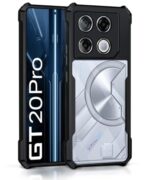 Thermoplastic Polyurethane Shock Proof Clear Protective Back Case for Infinix Gt 20 Pro-Airedge Technology|360 Degree Camera Protection|Transparent Hybrid Back Case Mobile Cover-Black