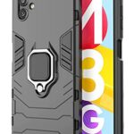 Shock Proof Back Case Mobile Cover for Samsung Galaxy M13 5G | Back Cover Case (Tough Armor | Hybrid PC + TPU | Ring Holder & in-Built Kickstand | Black)