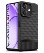 Back Cover for Oppo A3x 5G | A3x 4G | A3 5G with Hexa Cube Design | Ultra Slim Soft Rubberised Case | Inner Velvet Fabric | Matte Silicone Flexible Mobile Case | Camera Protection - Black - Image 5