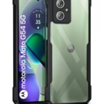 Shock Proof Clear Protective Back Case for Motorola Moto G54 5G | Moto G64 5G - AirEDGE Technology | 360 Degree Camera Protection | Transparent Hybrid Back Case Mobile Cover - Black