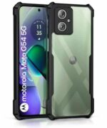 Shock Proof Clear Protective Back Case for Motorola Moto G54 5G | Moto G64 5G - AirEDGE Technology | 360 Degree Camera Protection | Transparent Hybrid Back Case Mobile Cover - Black