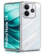 Transparent Back Cover Case for Redmi Note 14 SE 5G | Redmi Note 14 5G | Raised Bumps for Full Device & Camera Protection Shockproof TPU Silicone Mobile Case Transparent
