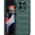 Ultimate Silicon Back Cover Case for 1+ OnePlus 11R 5G | Military Grade Drop Protection Shockproof Bumper | Anti-Slip Grip | Scratch Proof Micro-Fibre Cloth Inside (Forest Green)