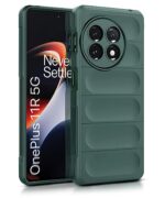 Ultimate Silicon Back Cover Case for 1+ OnePlus 11R 5G | Military Grade Drop Protection Shockproof Bumper | Anti-Slip Grip | Scratch Proof Micro-Fibre Cloth Inside (Forest Green)