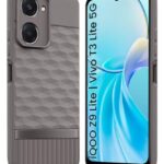 Back Cover for iQOO Z9 Lite | Vivo T3 Lite 5G | Y18t | Y18 | Y18e | Y03 | Y28s | Y37 with Hexa Cube Design | Inner Velvet Fabric | Matte Silicone Flexible Case | Camera Protection - Grey