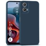 Back Cover for Motorola Moto G34 5G | Moto G45 5G | Ultra Slim Soft Rubberised Case | Inner Velvet Fabric Lining | Matte Silicone Flexible Mobile Case | Camera Protection - Blue