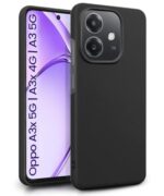 Slim Frameless Back Cover for Oppo A3x 5G | A3x 4G | A3 5G | Ultra Thin Lightweight Design & Camera Protection | Soft Matte Silicone Flexible Mobile Case (Black)