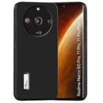 Soft Silicone Back Case Cover for Realme Narzo 60 PRO | 11 PRO | 11 PRO Plus 5G | Inner Velvet Fabric Lining | Matte Silicone Flexible Camera Protection Back Cover - Black