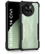 Shock Proof Clear Protective Back Case for Xiaomi 14 Civi 5G AirEDGE Technology | 360 Degree Camera Protection | Transparent Hybrid Back Case Mobile Cover Black