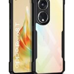 Poly Carbonate + TPU Crystal Clear Back Cover Case for Oppo Reno8 T 5G | 360 Degree Protection | Shock Proof Design | Transparent Back Case Cover for Oppo Reno 8T 5G (Black Bumper)