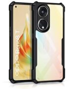 Poly Carbonate + TPU Crystal Clear Back Cover Case for Oppo Reno8 T 5G | 360 Degree Protection | Shock Proof Design | Transparent Back Case Cover for Oppo Reno 8T 5G (Black Bumper)
