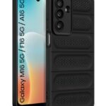 Ultimate Silicone Back Cover Case for Samsung Galaxy M16 5G | Galaxy F16 5G | Heat Dissipation Thin Soft TPU | 360? Camera Protection | Breathable Cooling Holes ? Pitch Black