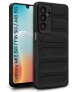 Ultimate Silicone Back Cover Case for Samsung Galaxy M16 5G | Galaxy F16 5G | Heat Dissipation Thin Soft TPU | 360? Camera Protection | Breathable Cooling Holes ? Pitch Black