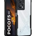 Shock Proof Clear Protective Back Case for Poco F5 5G - AirEDGE Technology | 360 Degree Camera Protection | Transparent Hybrid Back Case Mobile Cover - Black