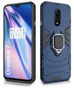 kelpuj Shock Proof Back Case Mobile Cover for Oneplus 7 | 6T (Armor | Hybrid PC + TPU | Full Protection with Ring Holder Kickstand | Blue - Image 3