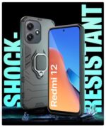 Shock Proof Back Case Mobile Cover for Mi Redmi 12 5G | Redmi 12 4G | Poco M6 Pro 5G (Tough Armor | Hybrid PC + TPU | Full Protection with Ring Holder & in-Built Kickstand | Black) - Image 7