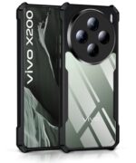 Shock Proof Clear Protective Back Case for Vivo X200 5G - AirEDGE Technology | 360 Degree Camera Protection | Transparent Hybrid Back Case Mobile Cover - Black