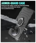 Shock Proof Back Case Mobile Cover for Mi Redmi A3 | Redmi A3X | Poco C61 | Back Cover Case (Tough Armor | Hybrid PC + TPU | Ring Holder & in-Built Kickstand | Black) - Image 8