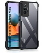 Shock Proof Clear Protective Back Cover Case for Redmi Note 10 Pro | Pro Max | AirEDGE Technology | Full Device & Camera Protection | Poly Carbonate + TPU Transparent Back Case - Black