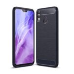 Rugged Armour Shock Proof Brushed Carbon Fibre Texture Series [ Anti Shock Corners ] Slim TPU Back Case Cover for Huawei Honor 8X - Deep Blue