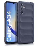 Ultimate Silicon Back Cover Case for Samsung Galaxy A34 5G | Military Grade Drop Protection Shockproof Bumper | Anti-Slip Grip | Scratch Proof Micro-Fibre Cloth Inside (Deep Blue)