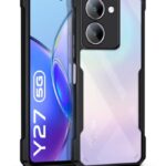 Shock Proof Clear Protective Back Case for Vivo Y27 5G - AirEDGE Technology | 360 Degree Camera Protection | Transparent Hybrid Back Case Mobile Cover - Black